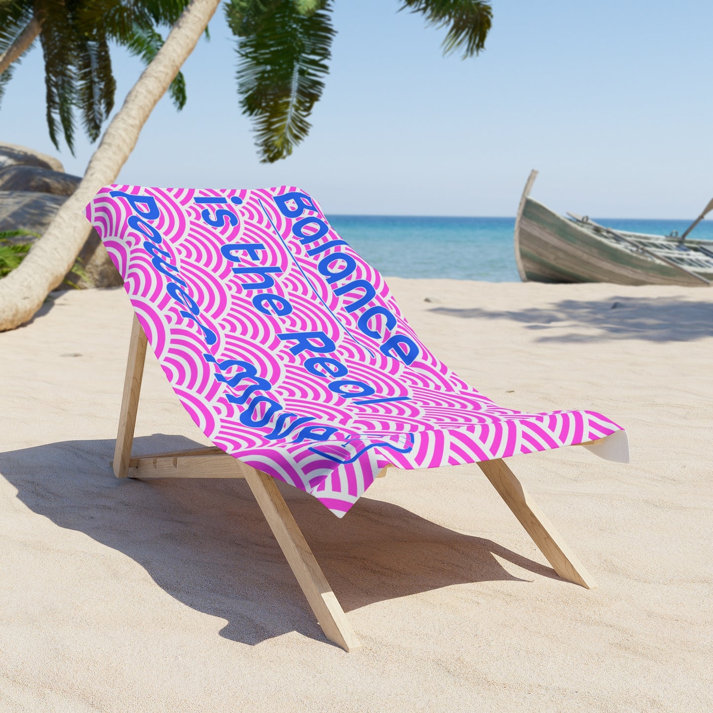 Diagonal Toast Luxury Beach Towel – “Balance is the Real Power Move”